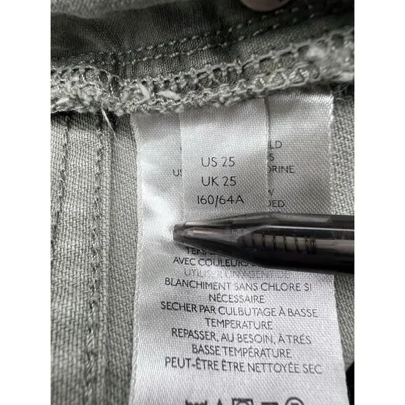 We The Free Jeans Womens 25 Green Denim Mid Rise Pockets Raw Hem Fringes - Picture 15 of 16